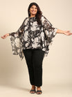 Floral Print Silver Lurex Kaftan Top