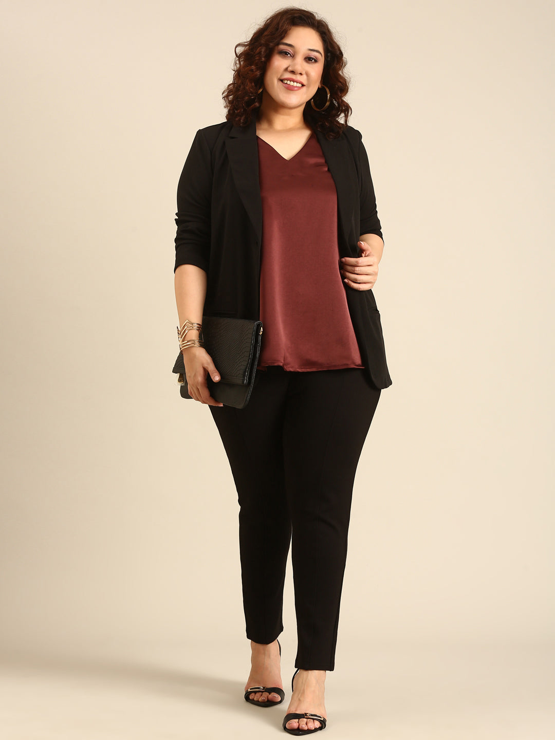 Brown Sleeveless Satin Top