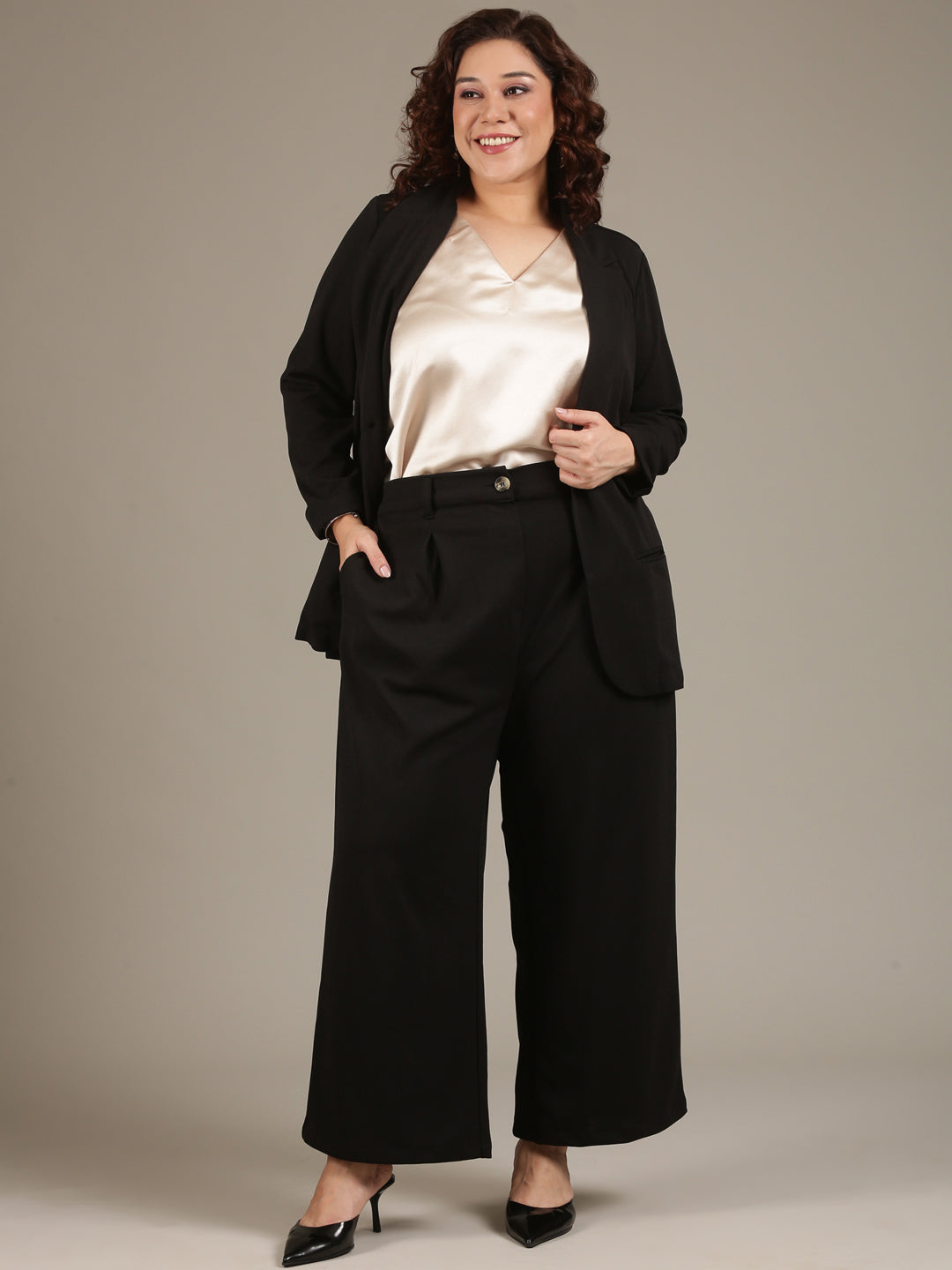 Ivory Satin Sleeveless Top