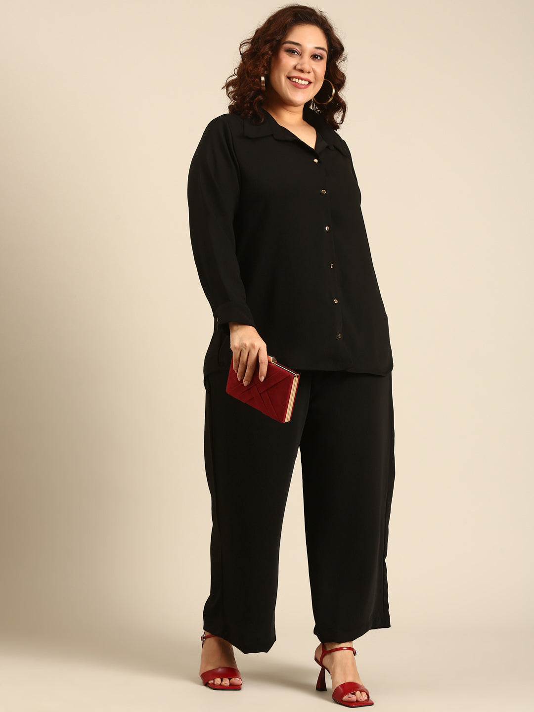 Solid Black Button Down Shirt