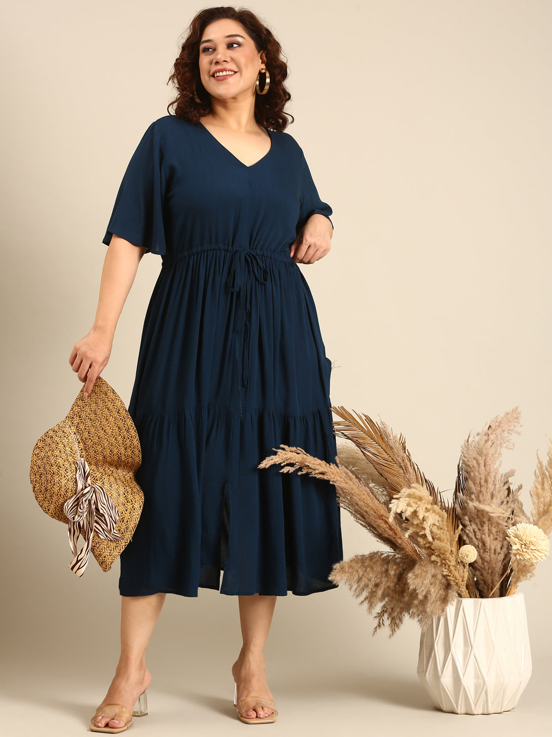 Teal Tie-Up Dress