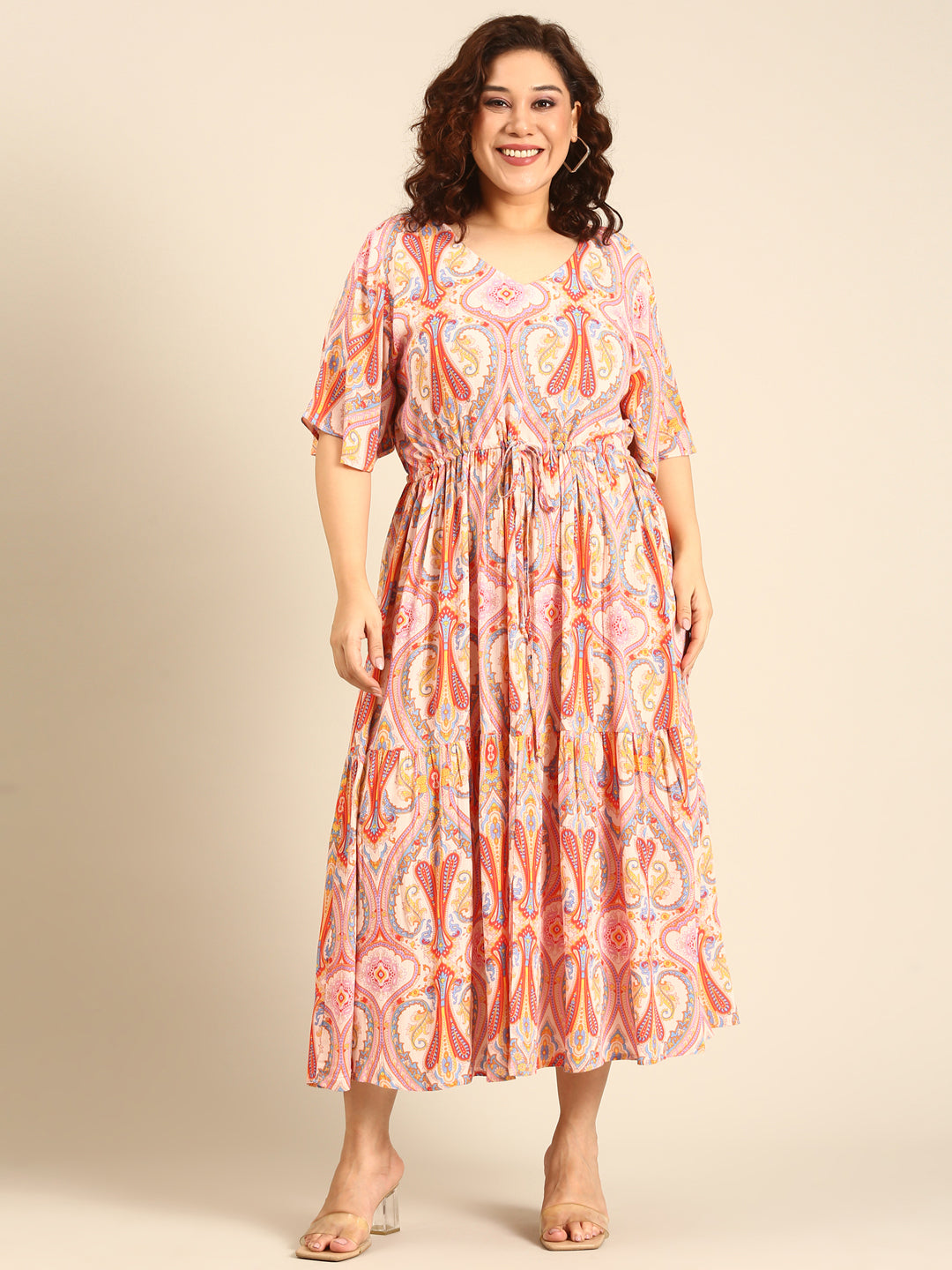 Pink Ethnic Printed Dress