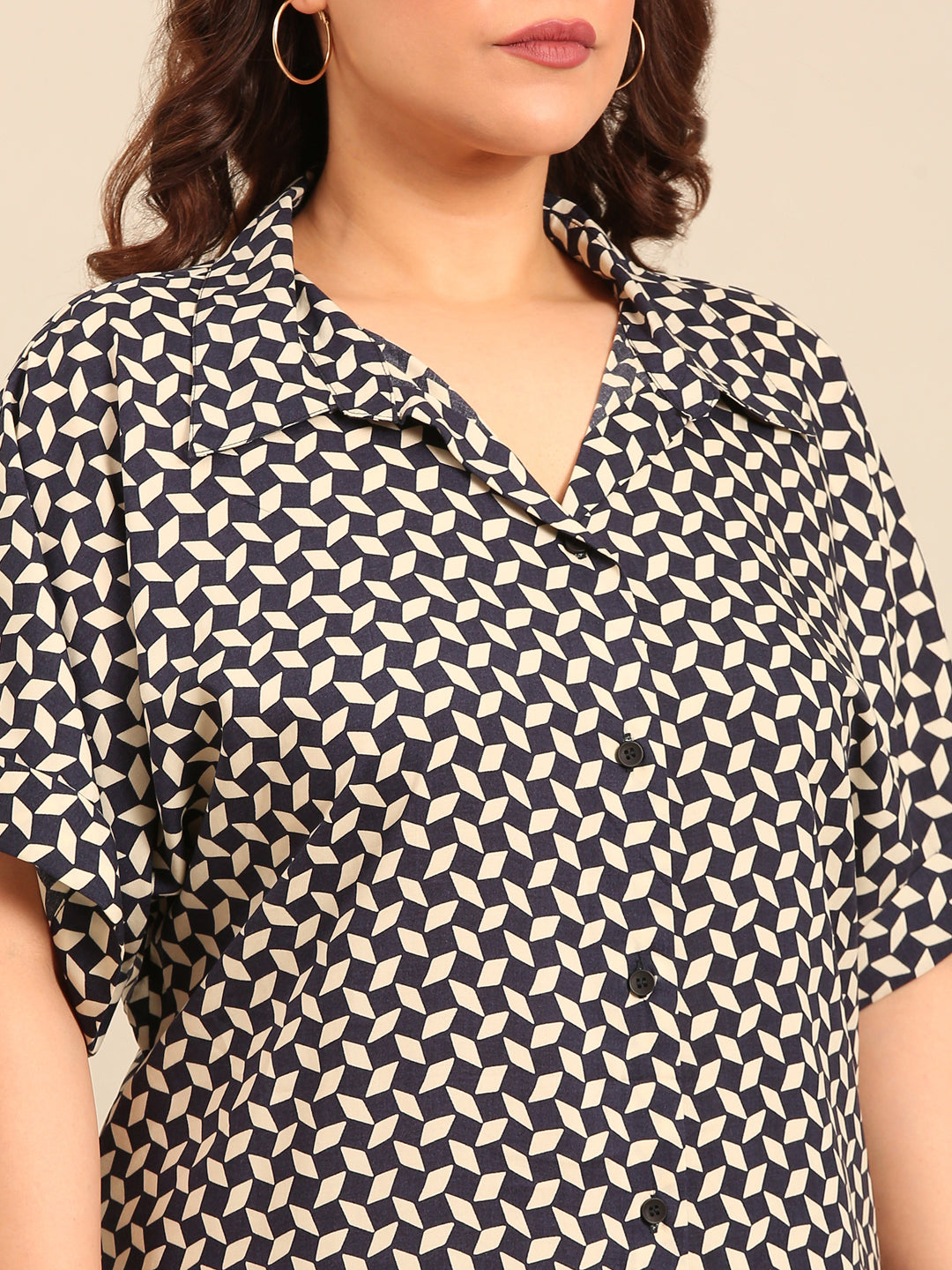 Printed Drop-Shoulder Shirt Dress