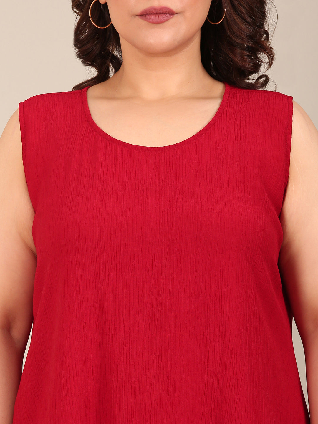 Red Crepe Sleeveless Maxi Dress