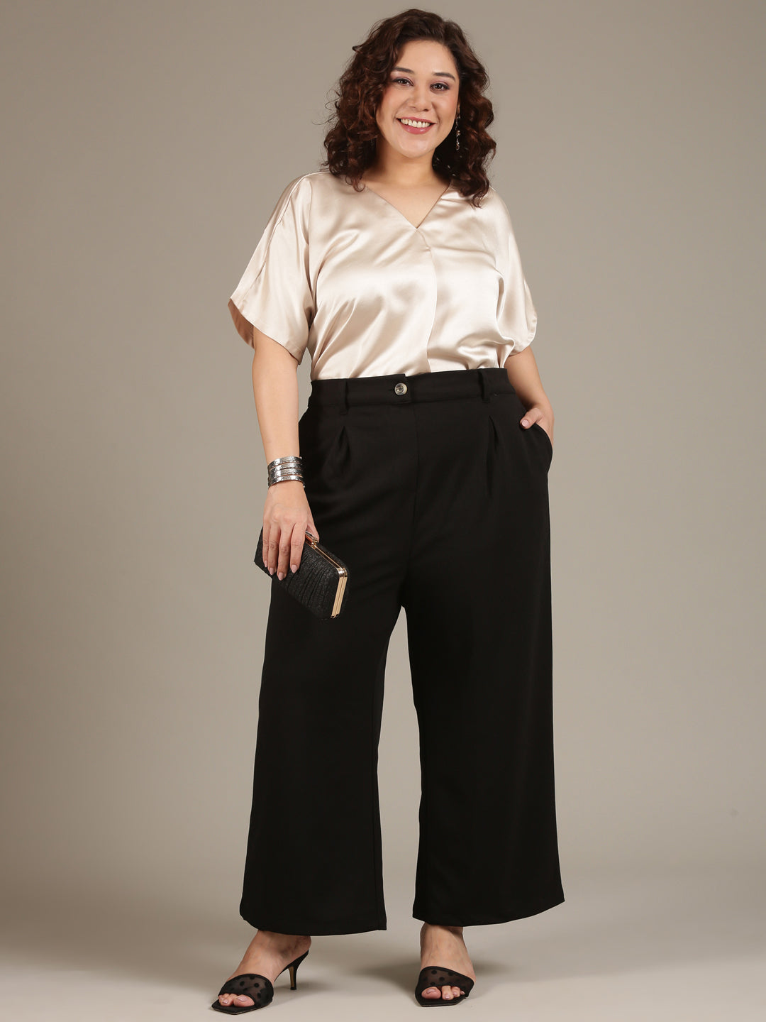 Classic Ivory Front-Pleat Top