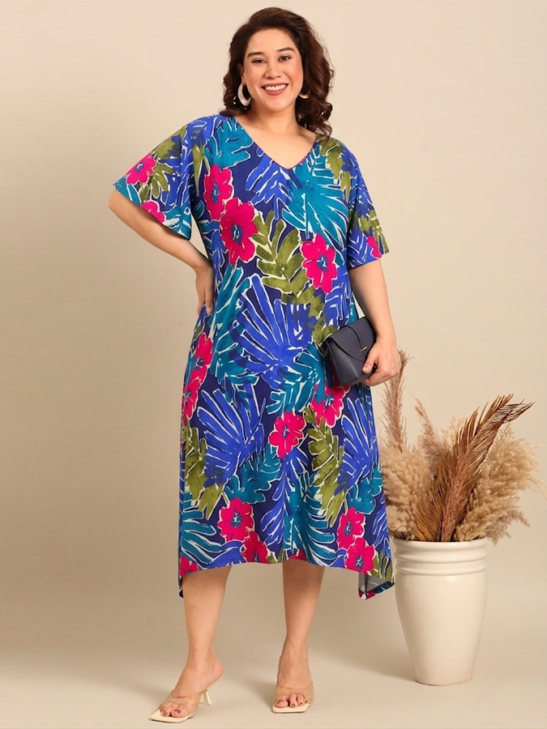 Multi Coloured Printed A-Line Dress