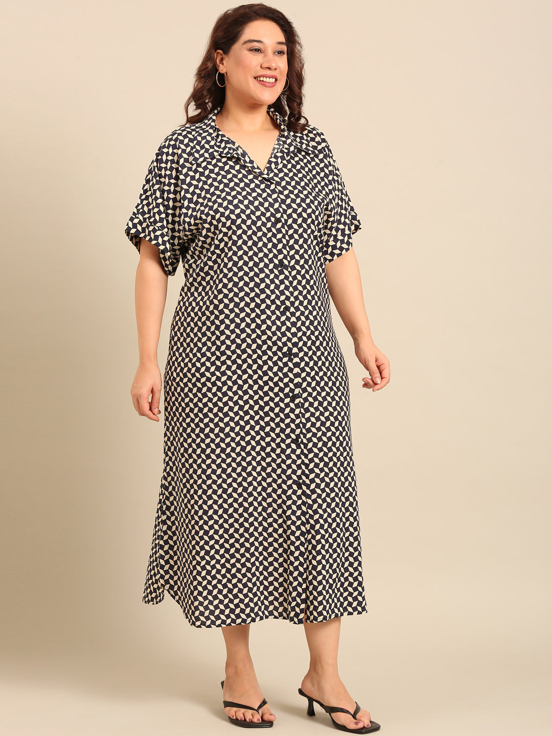Printed Drop-Shoulder Shirt Dress