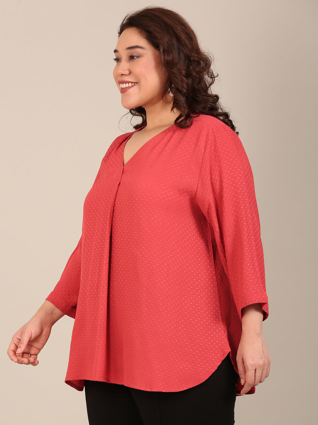Rust Dobby Front Pleat Top