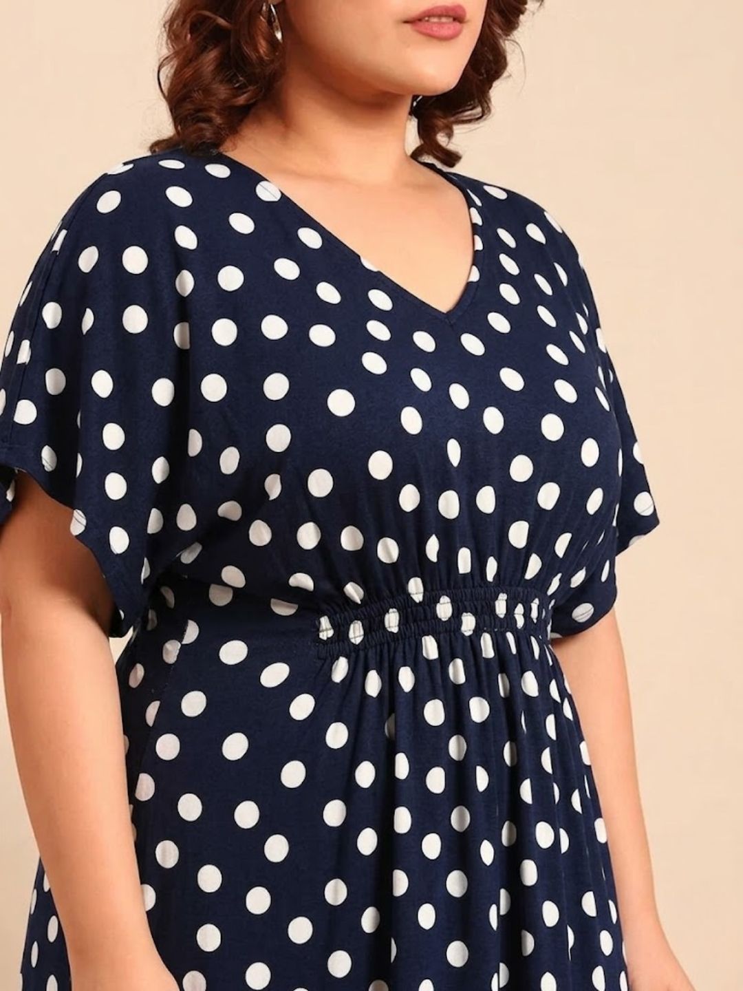 Navy-White Polka Smocking Dress