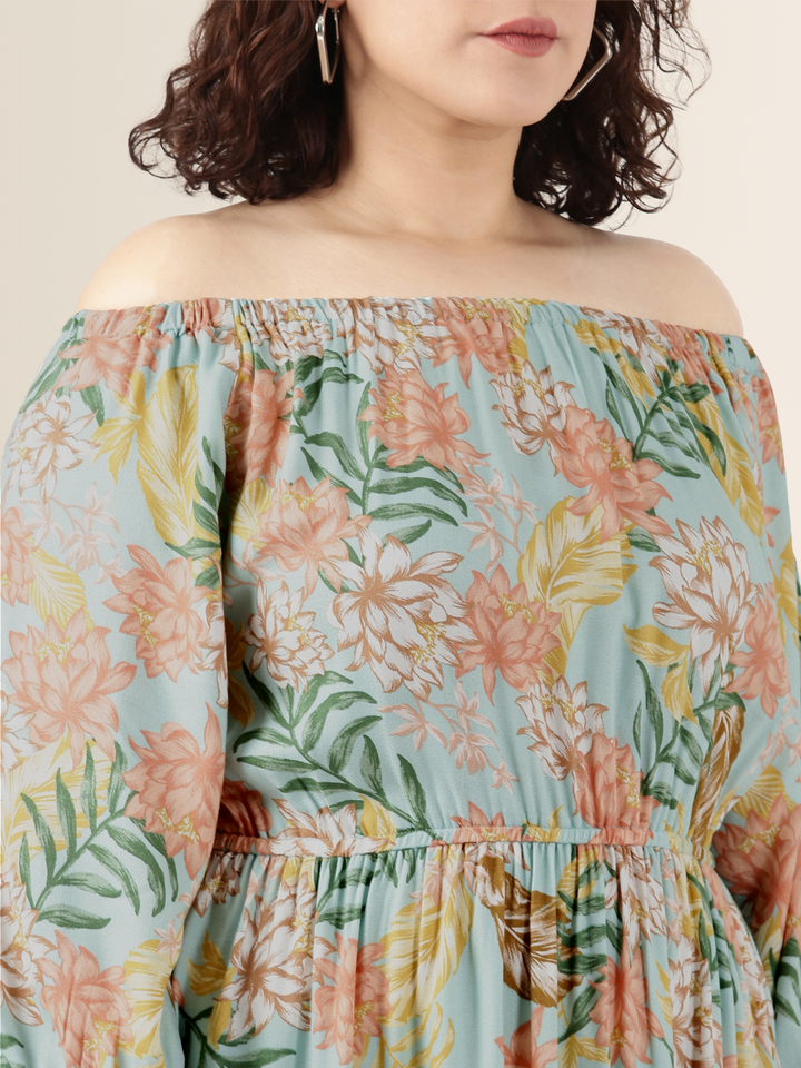 Mint Floral Dress