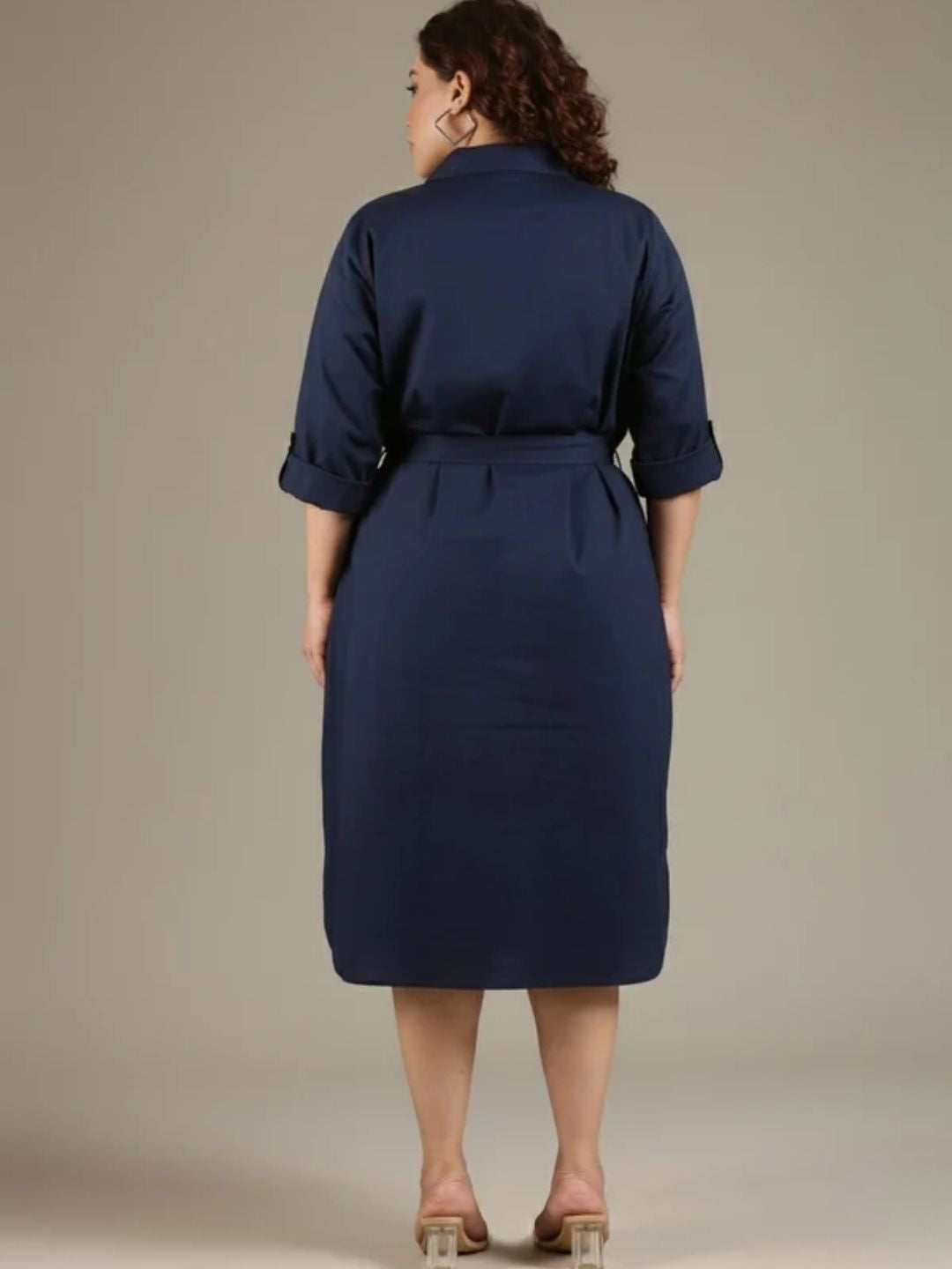 Navy Cotton Shirt Dress