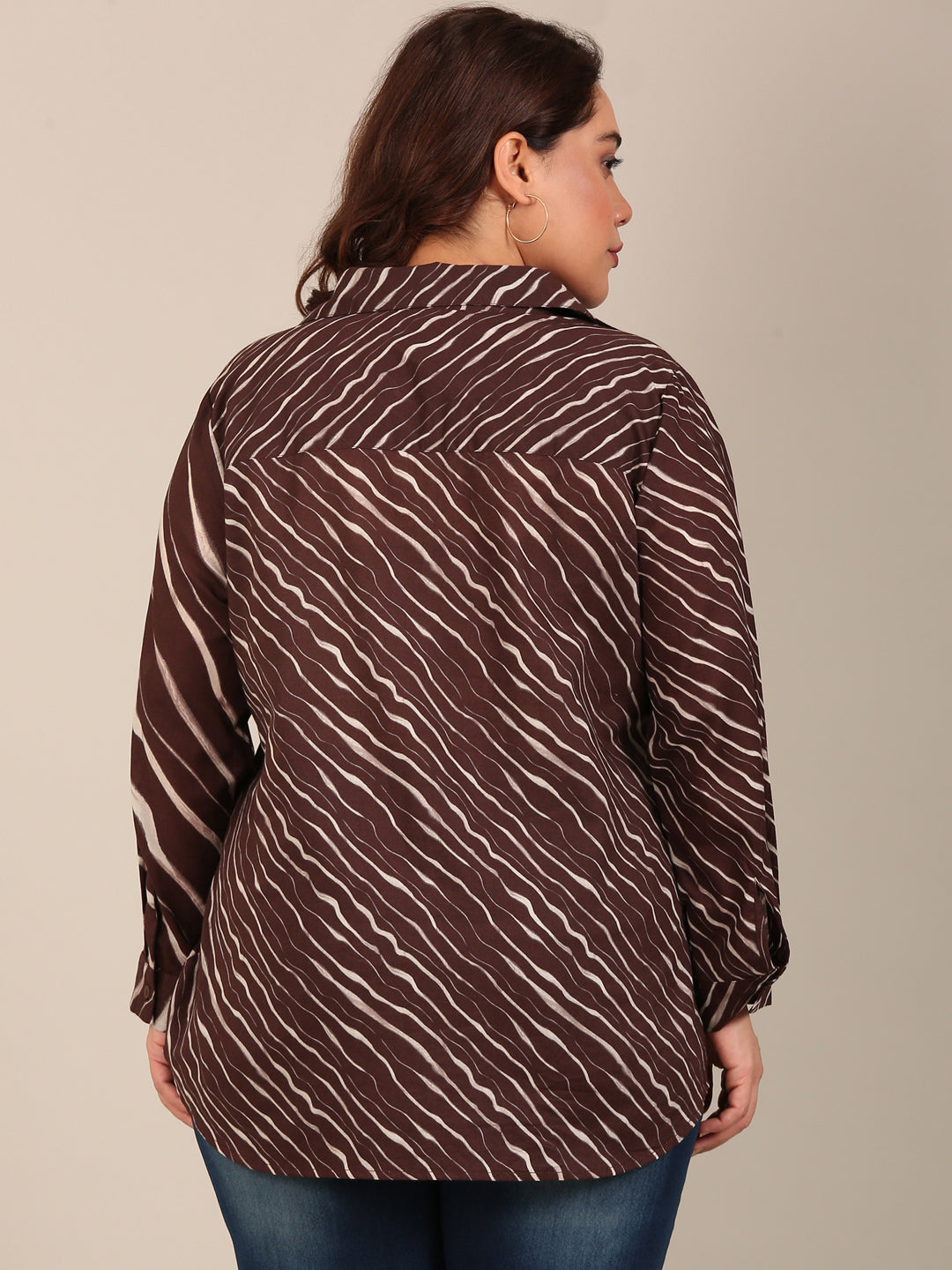 Brown Abstract Print Buttondown Shirt