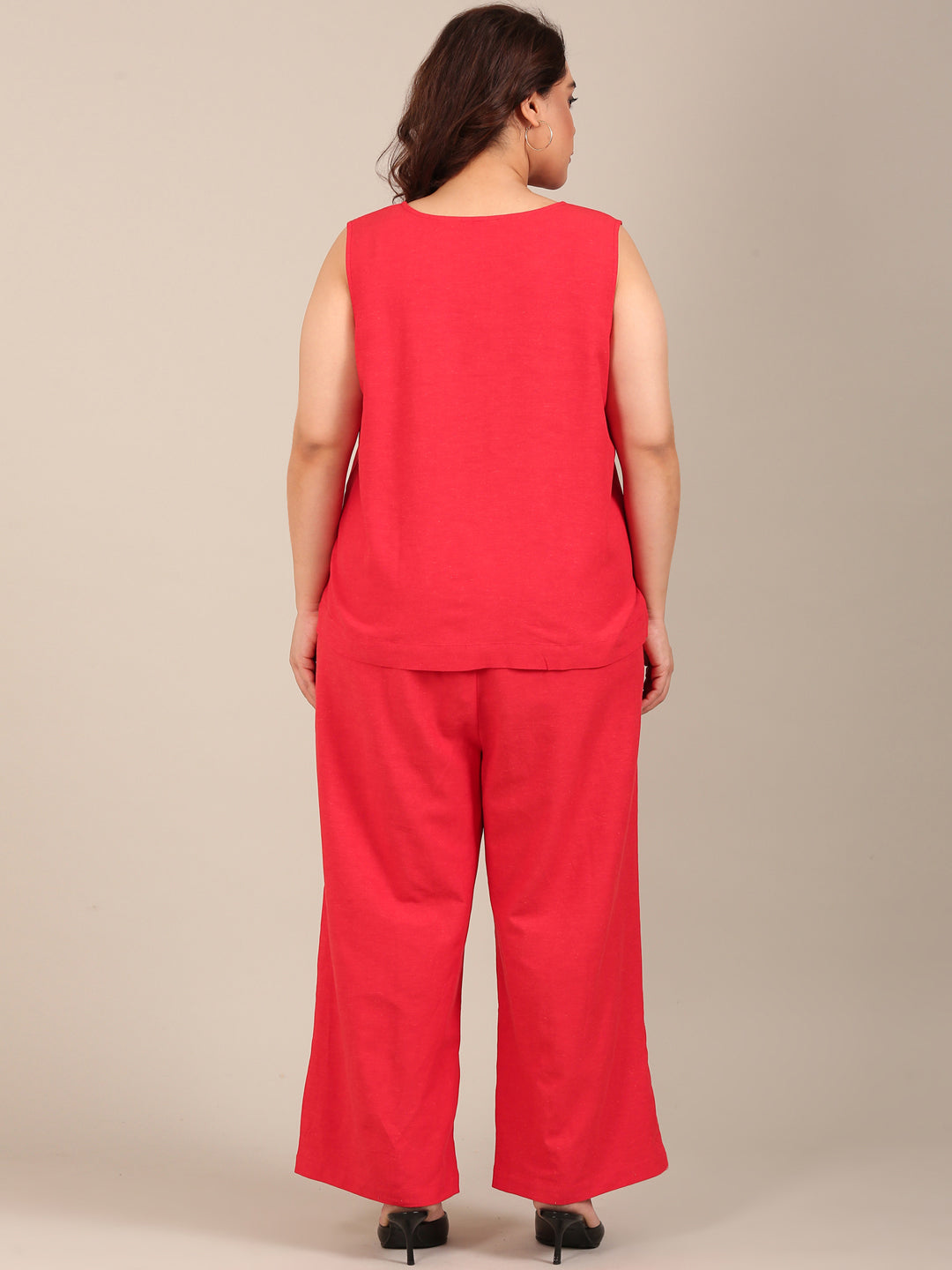 Red Sleeveless Co-ord Set (2 Piece)