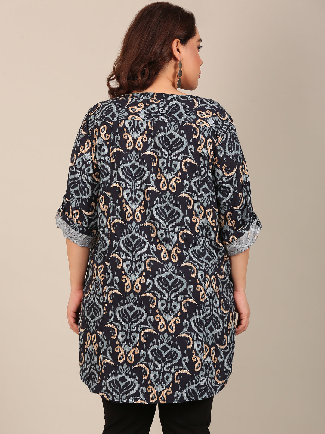 Navy Ikkat Printed Tunic