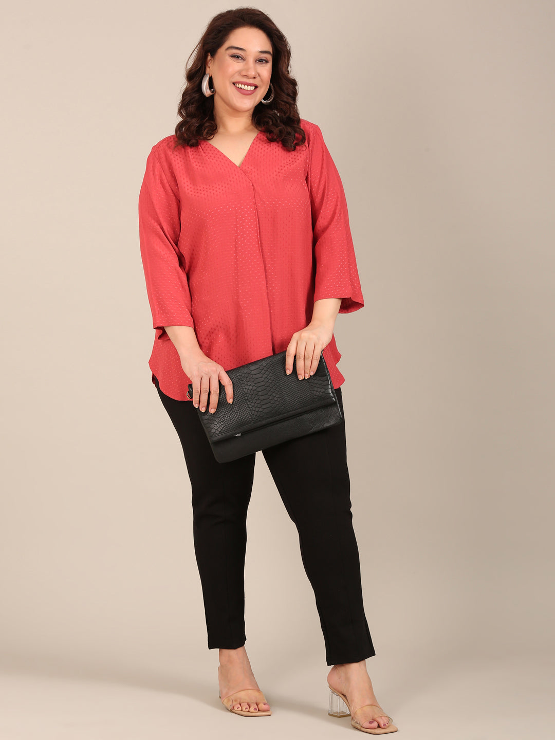 Rust Dobby Front Pleat Top