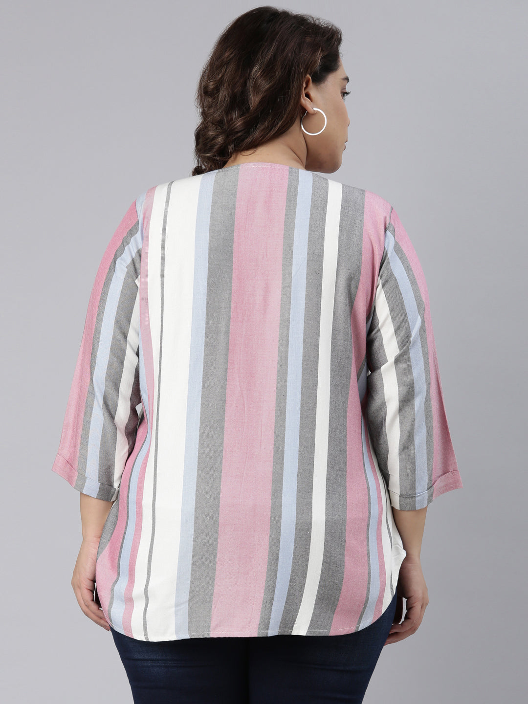 Multi Stripe V-Neck Top