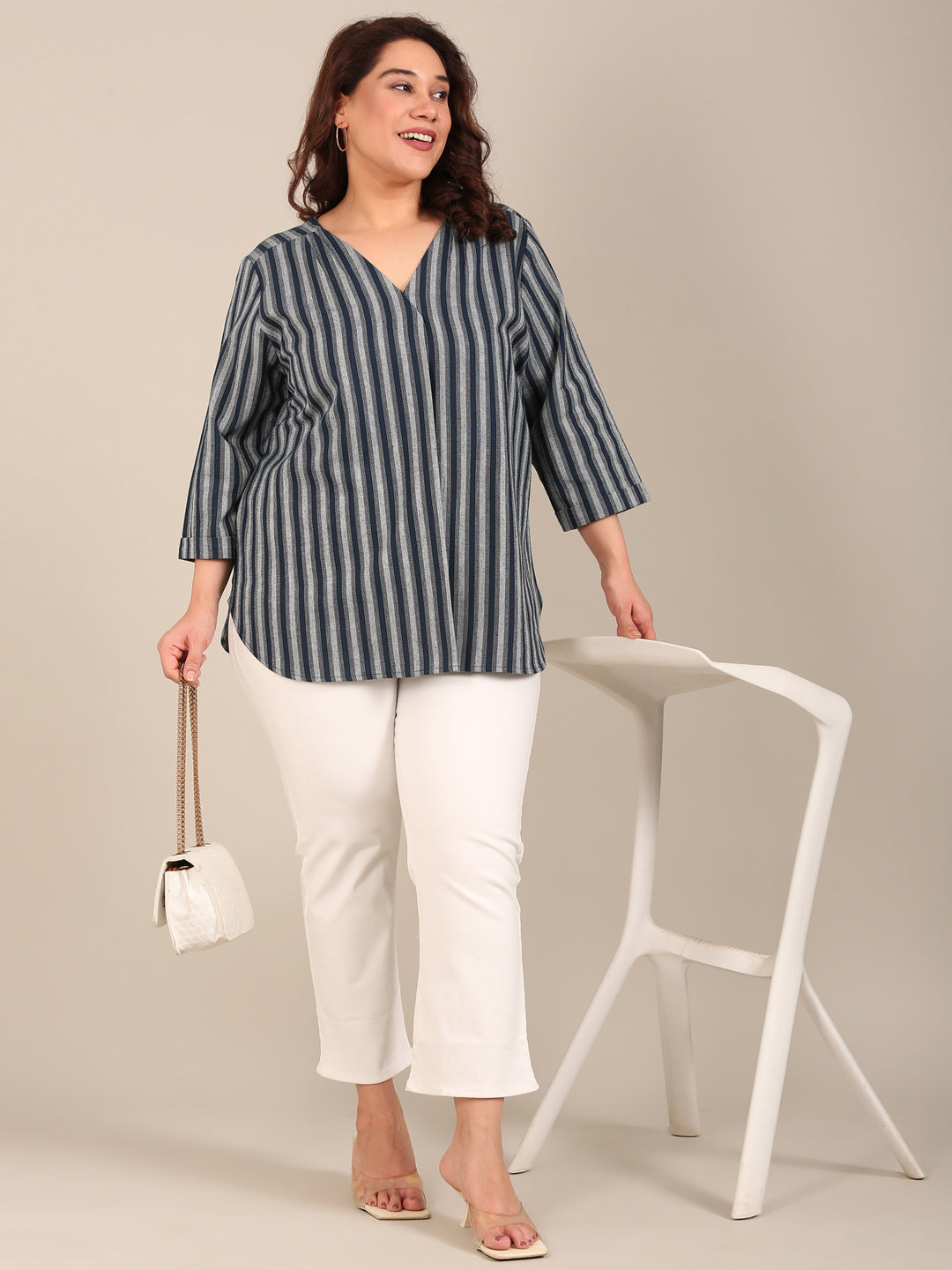 Navy Striped Top