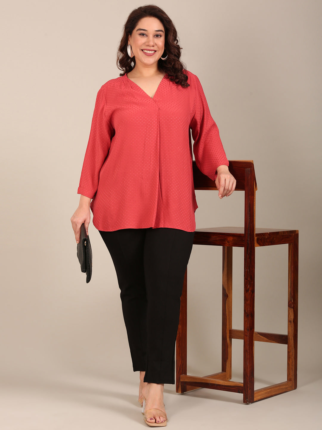 Rust Dobby Front Pleat Top