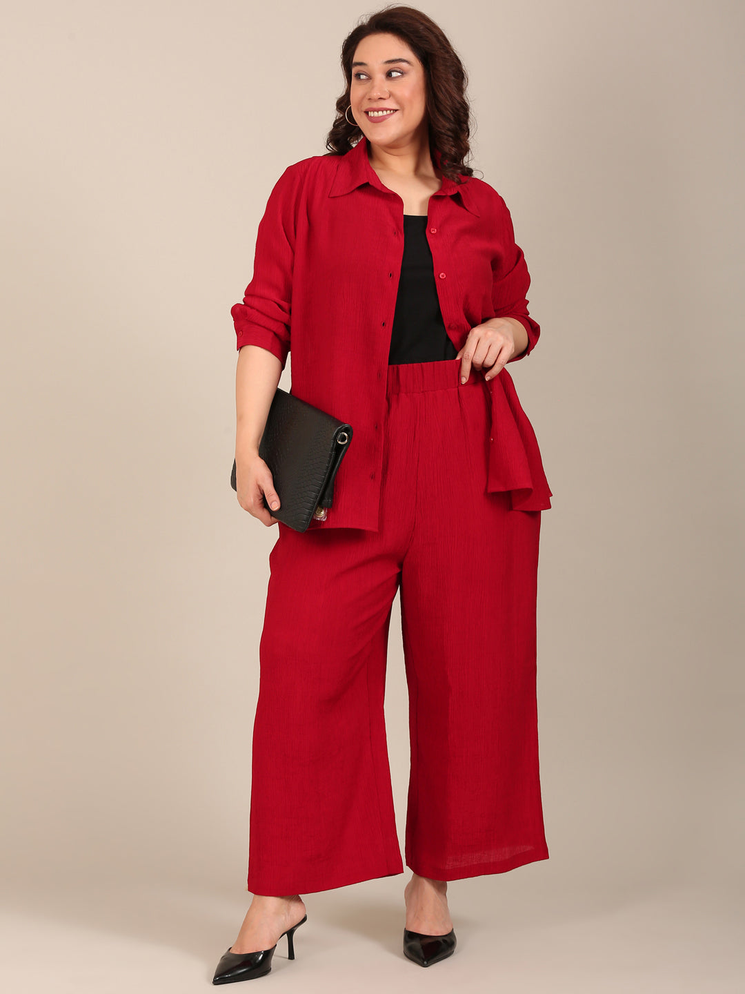 Red Crepe Co-ord Set (2 Piece)