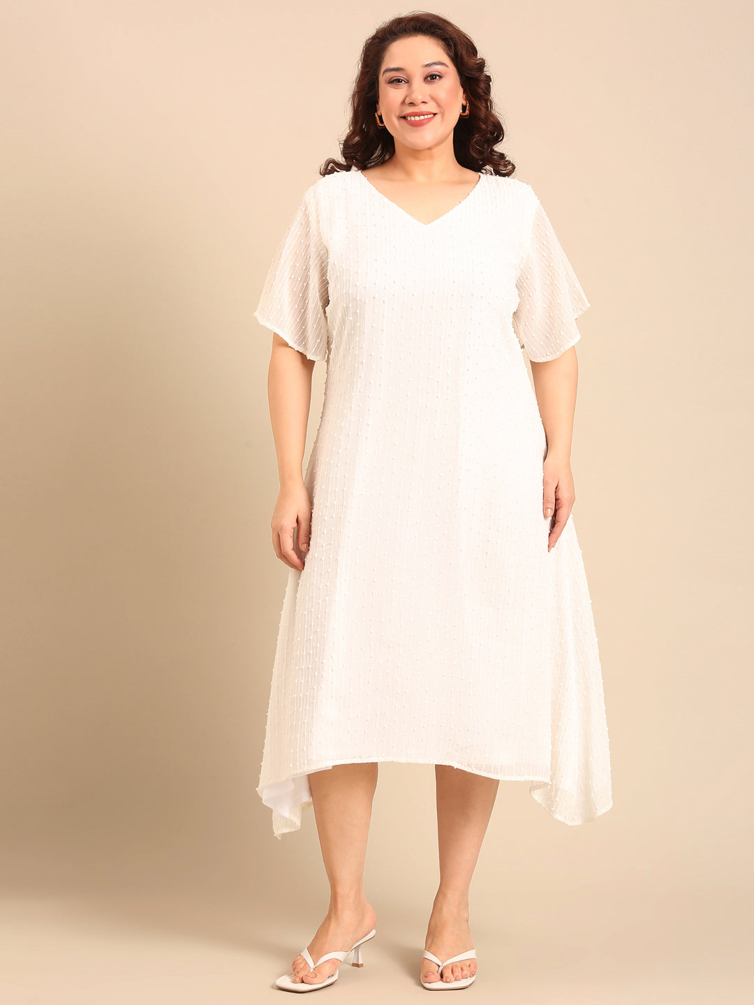 Embroidered White A-Line Dress
