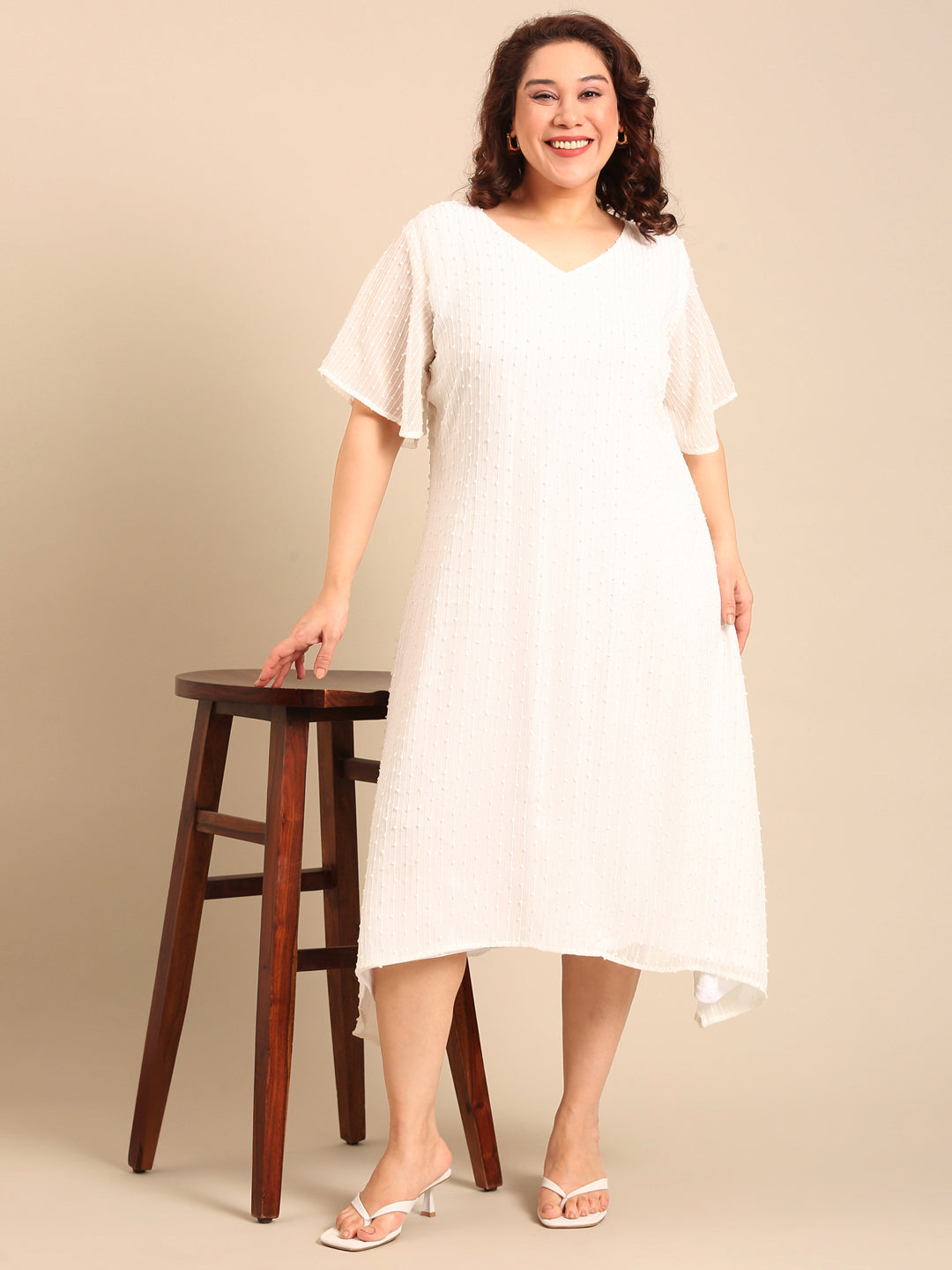Embroidered White A-Line Dress