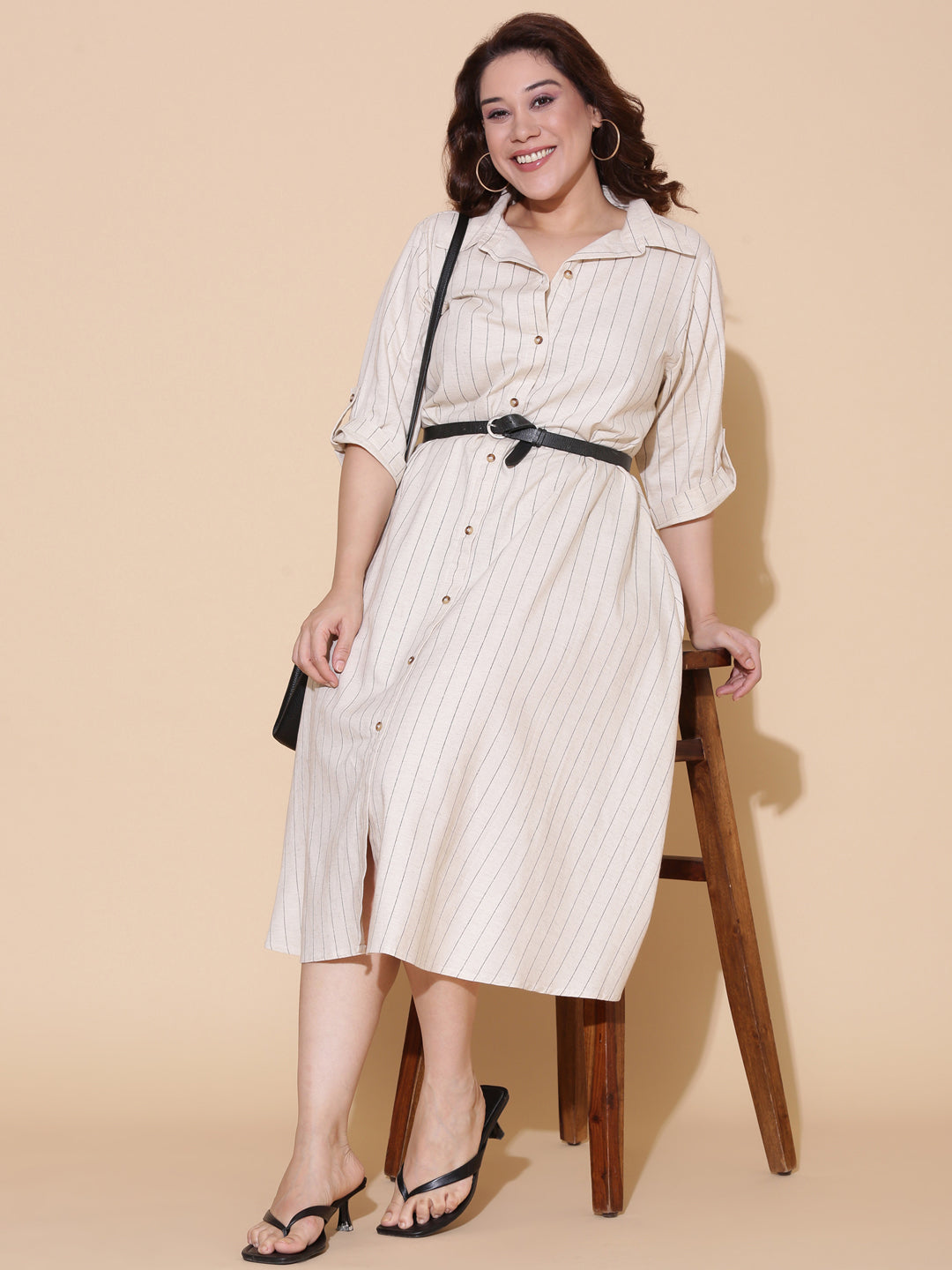 Off-White Linen Shirt Dress