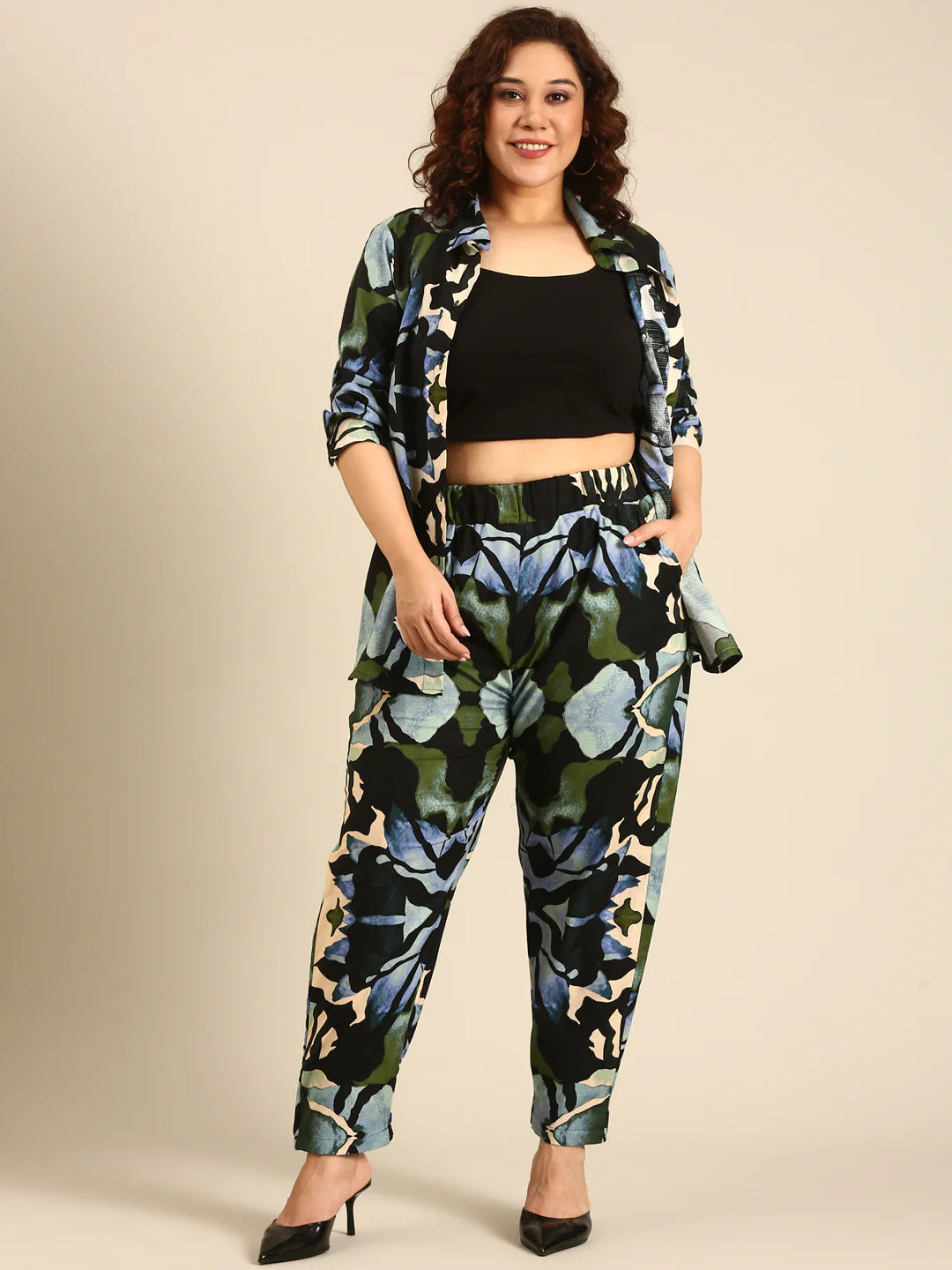 Abstract Print Linen Co-ord Set (2 Piece)