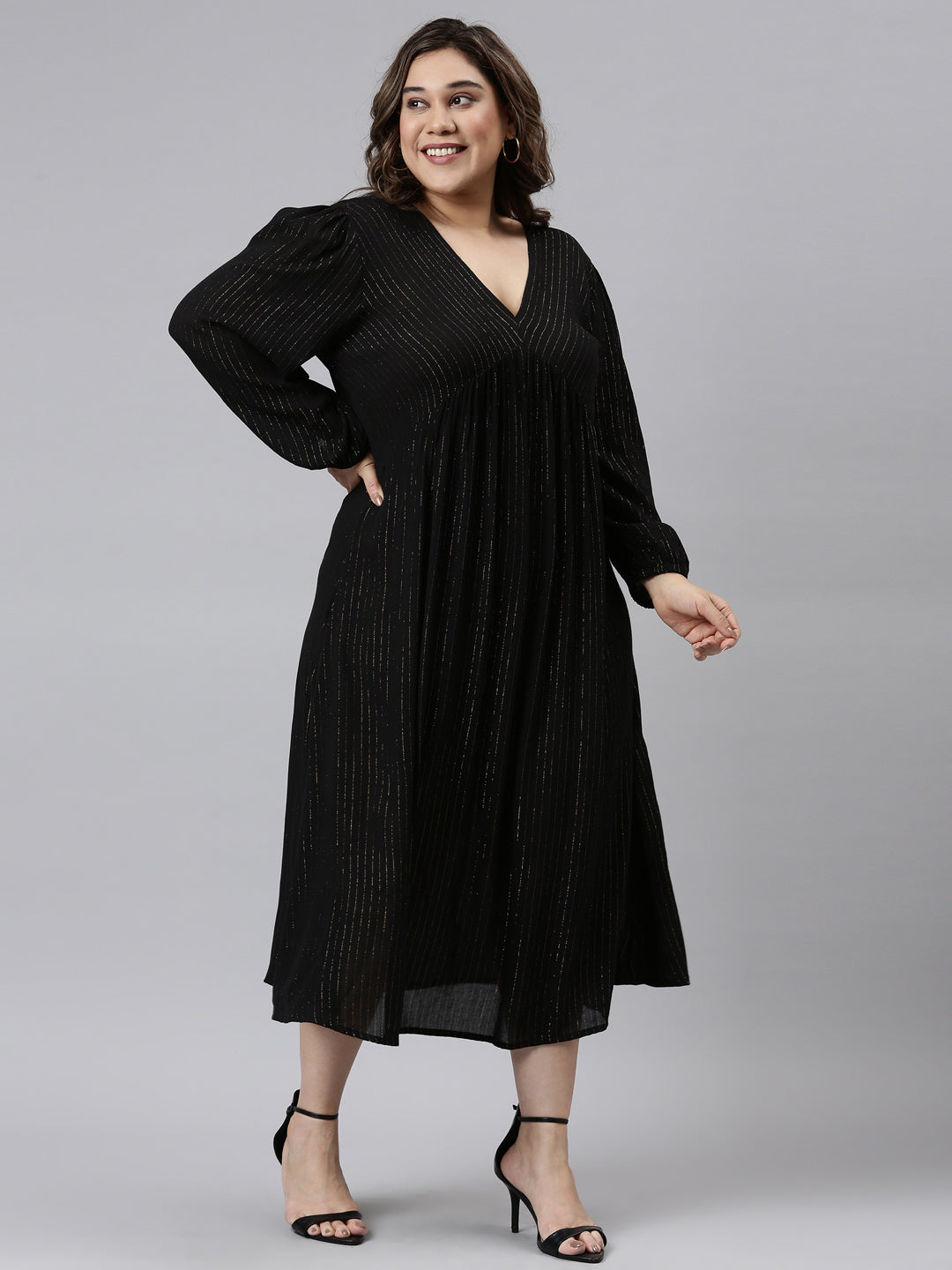 Products BLACK AND GOLD LUREX DRESS