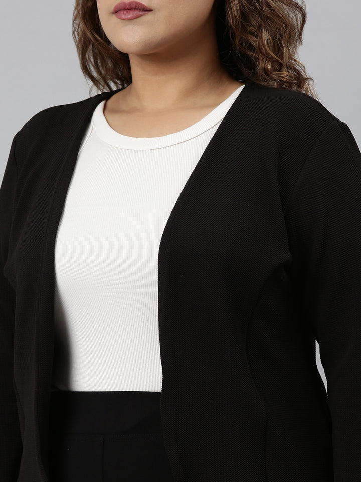 BLACK EMBOSSED OPEN FORMAL JACKET