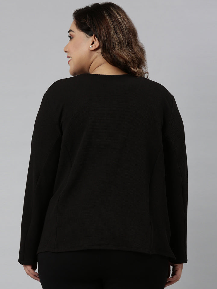 BLACK EMBOSSED OPEN FORMAL JACKET