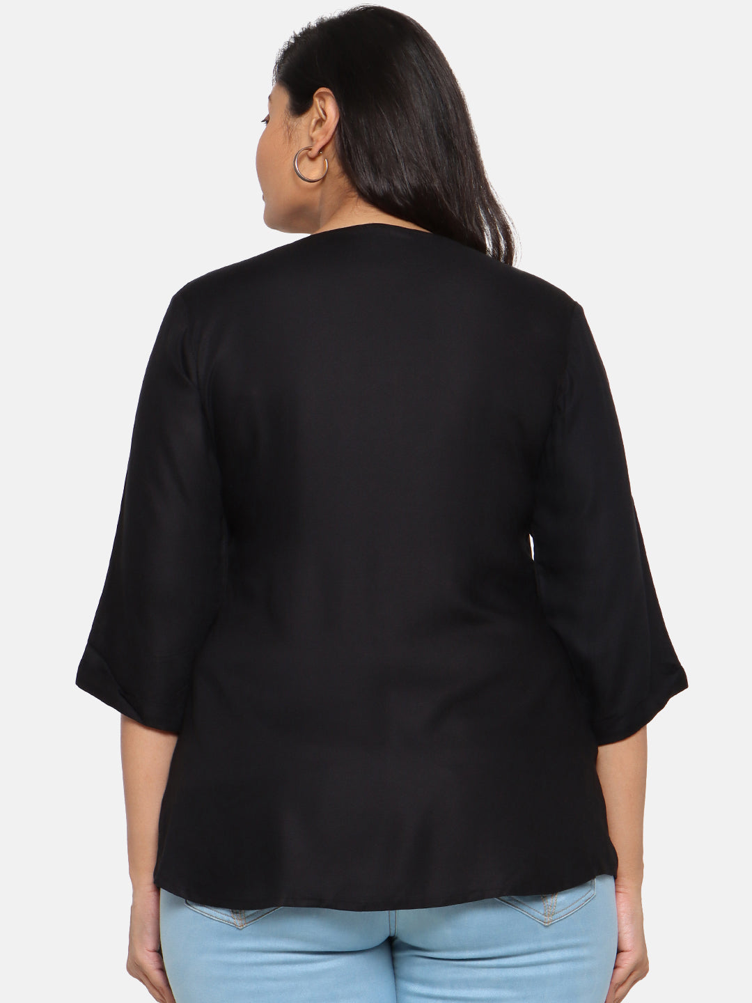 BLACK FRONT PLEAT TOP