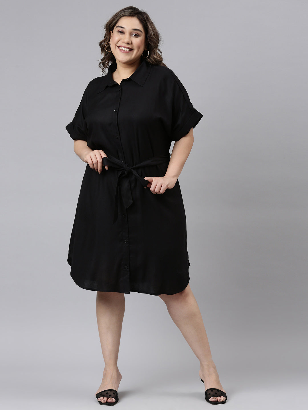 BLACK SHIRT DRESS