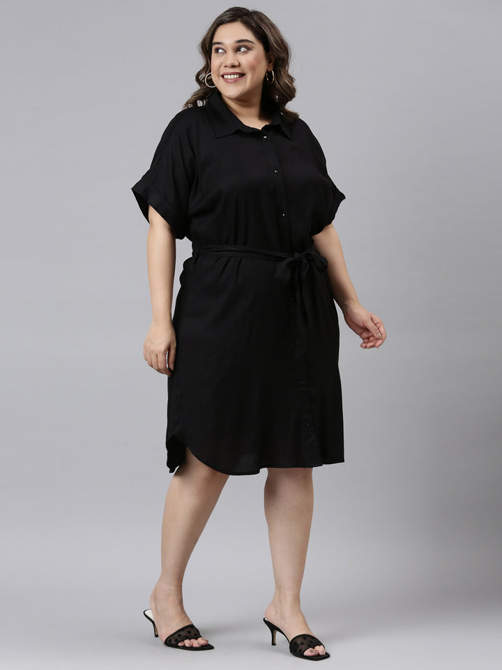BLACK SHIRT DRESS