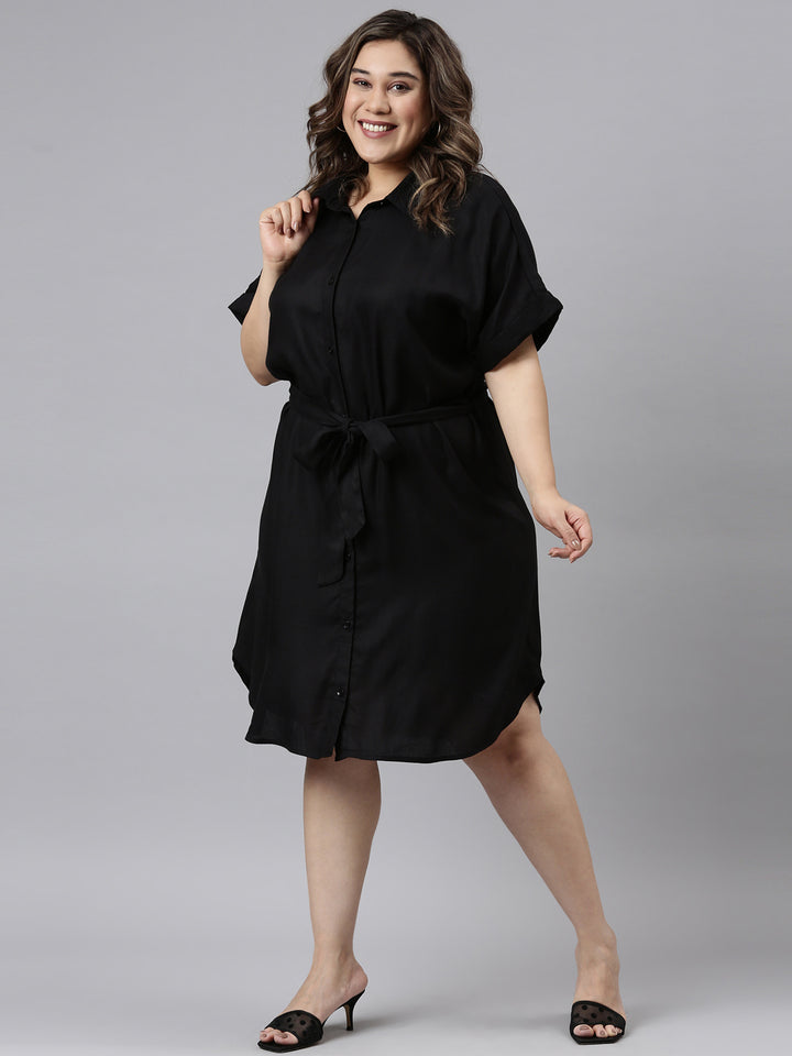 BLACK SHIRT DRESS