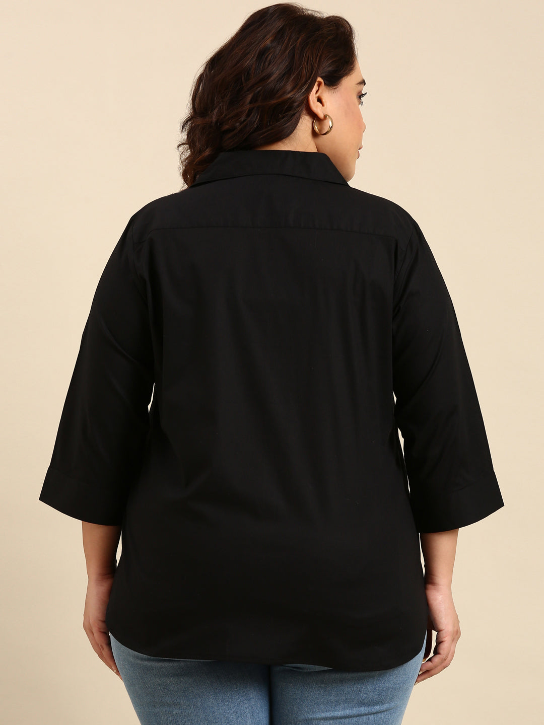 BLACK SOLID BASIC FORMAL TOP