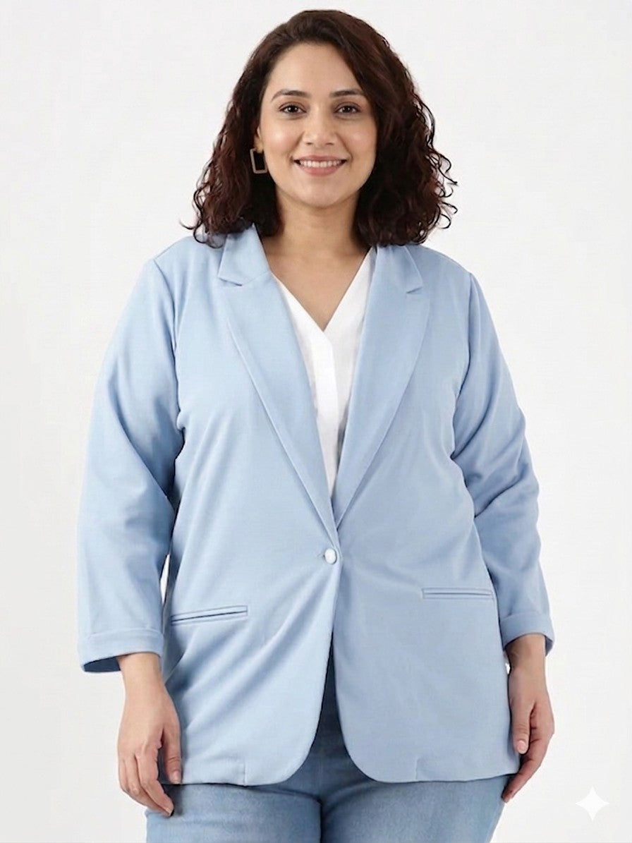 Blue Scuba Crepe Formal Blazer