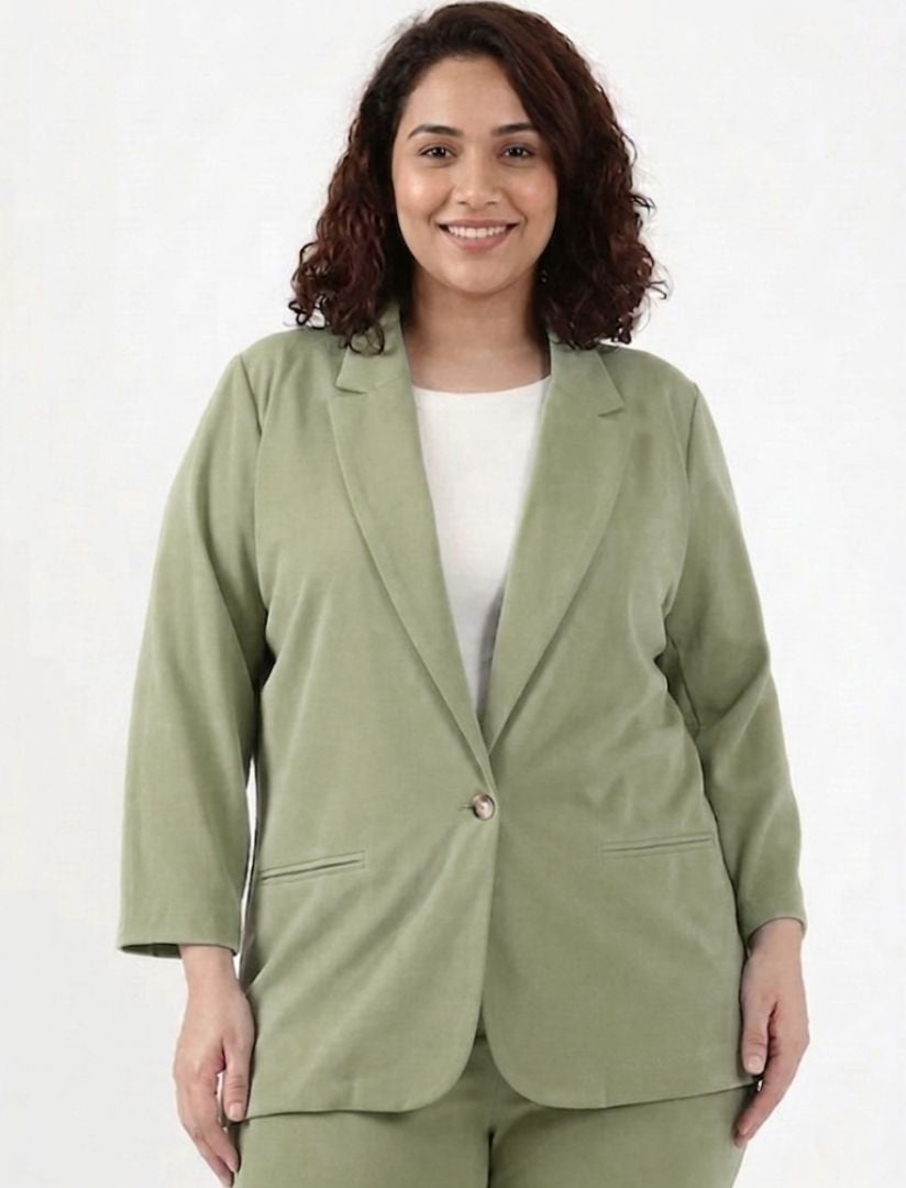 Green Scuba Crepe Formal Blazer