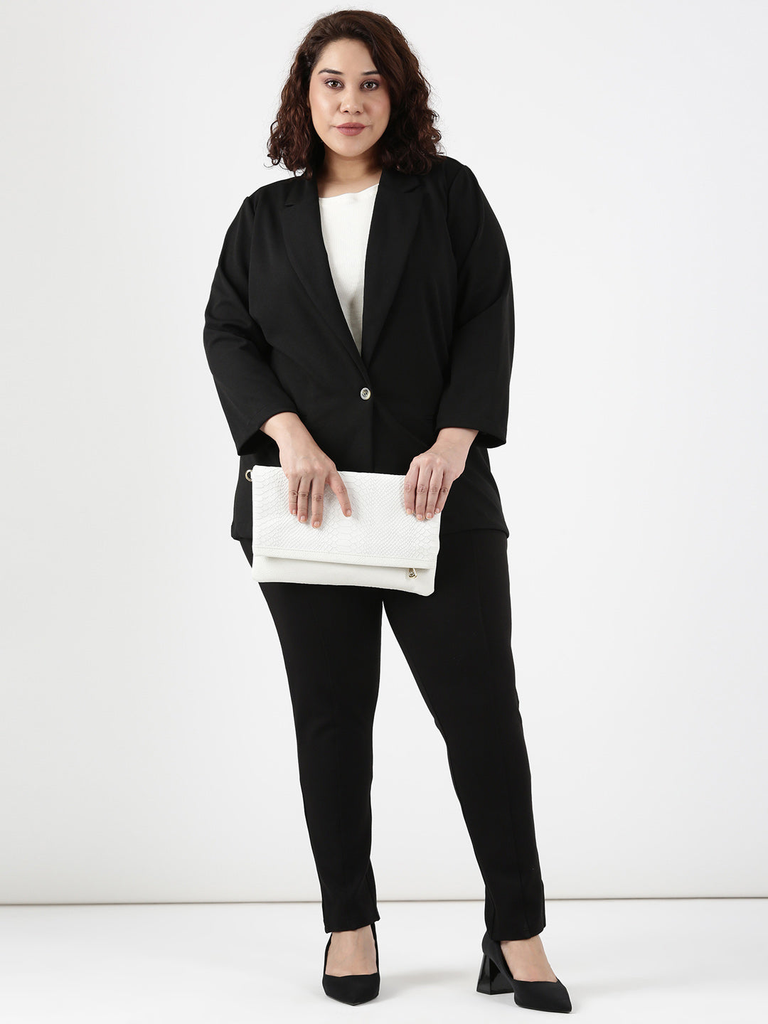 Black Scuba Crepe Formal Blazer