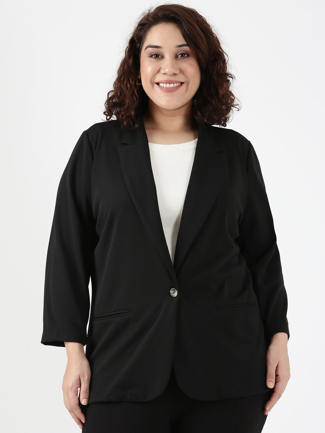 Black Scuba Crepe Formal Blazer