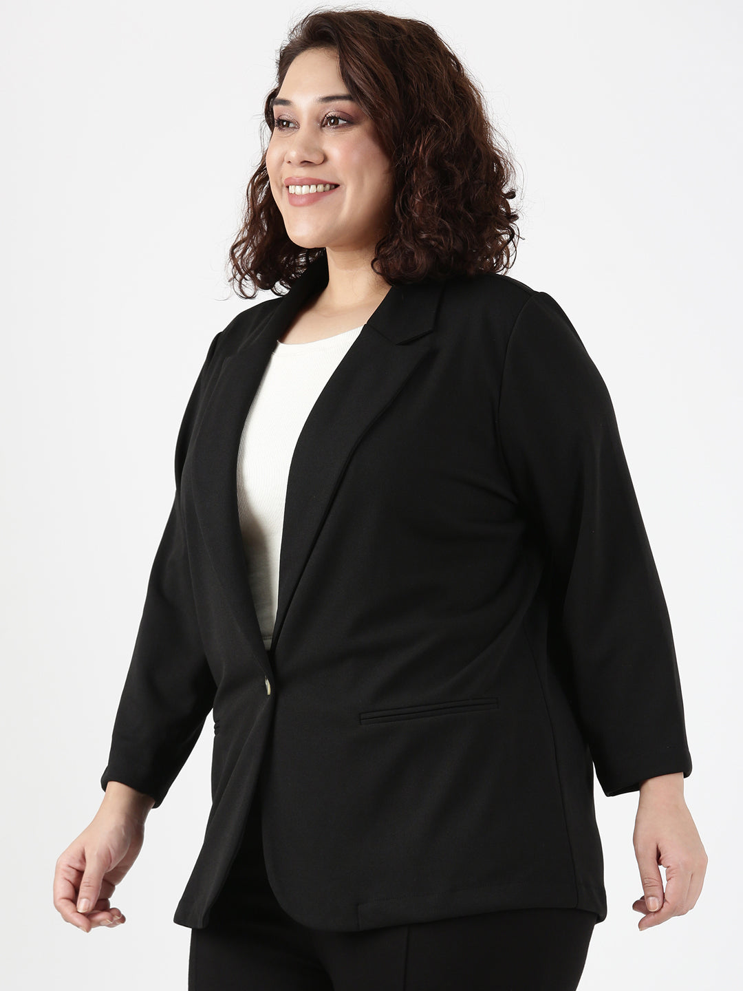 Black Scuba Crepe Formal Blazer