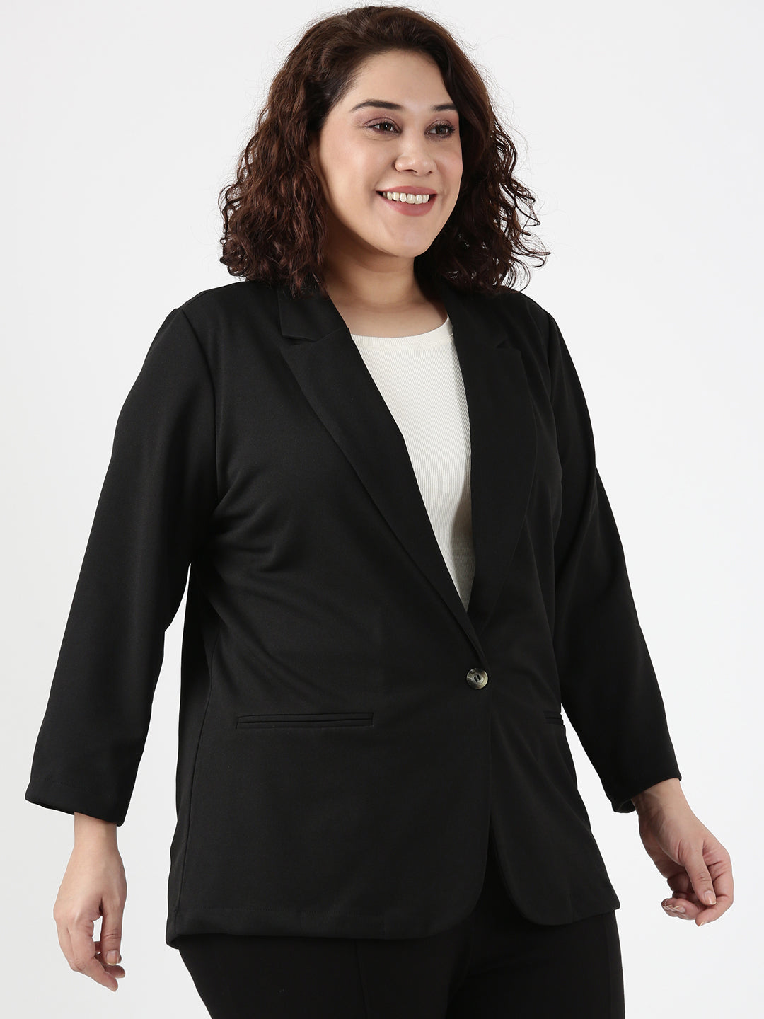 Black Scuba Crepe Formal Blazer