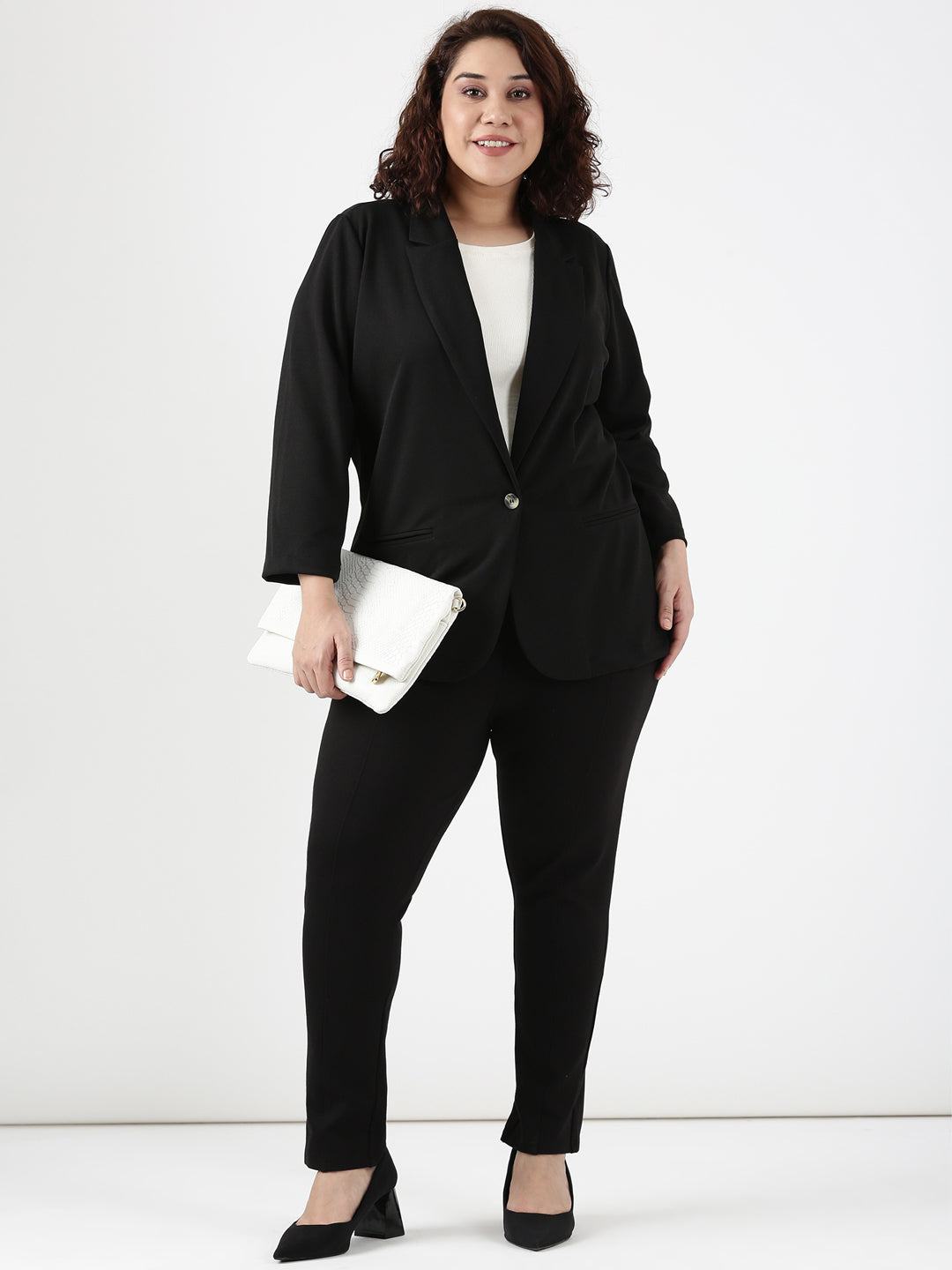 Black Scuba Crepe Formal Blazer