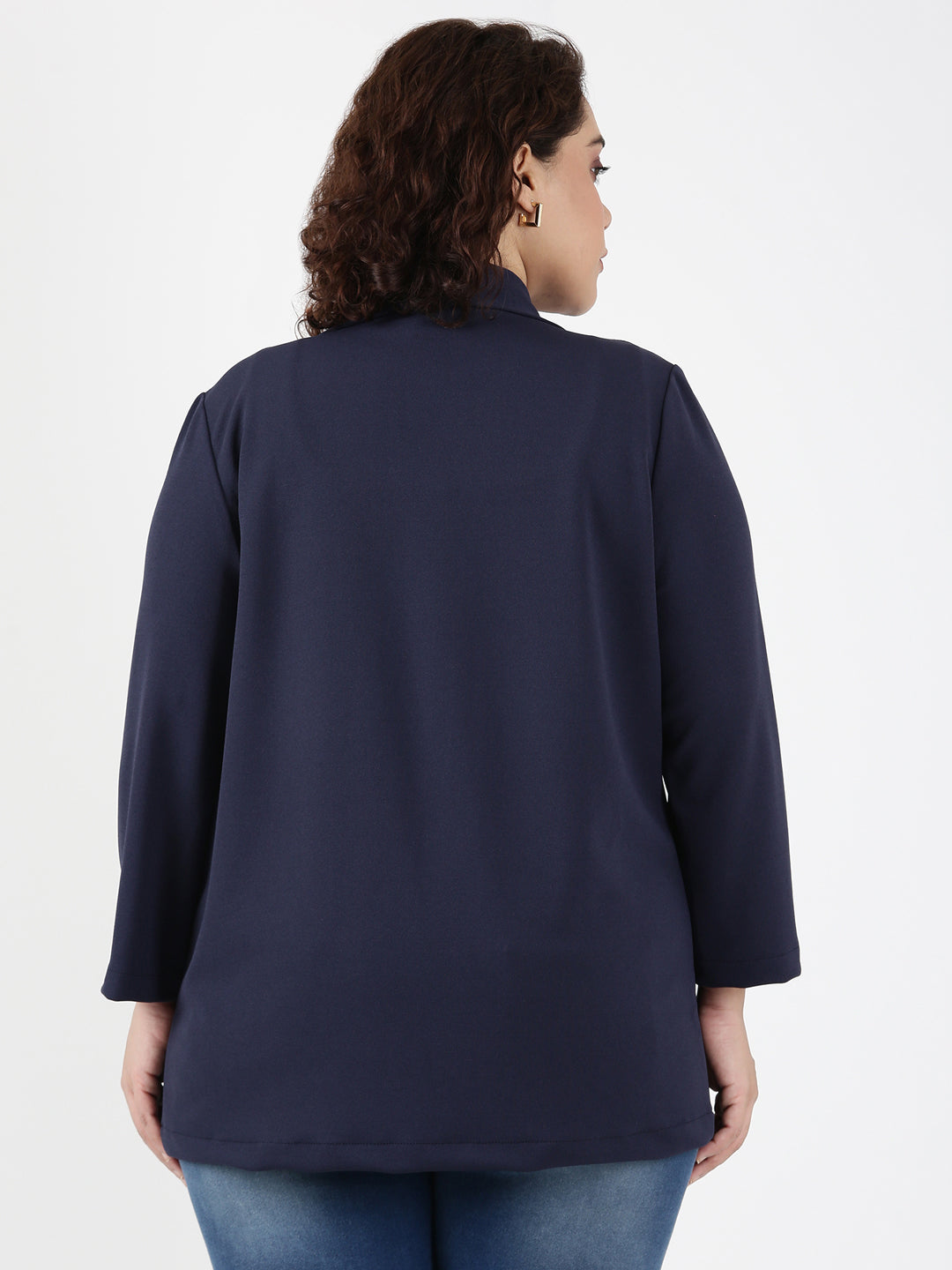 Navy Scuba Crepe Formal Blazer