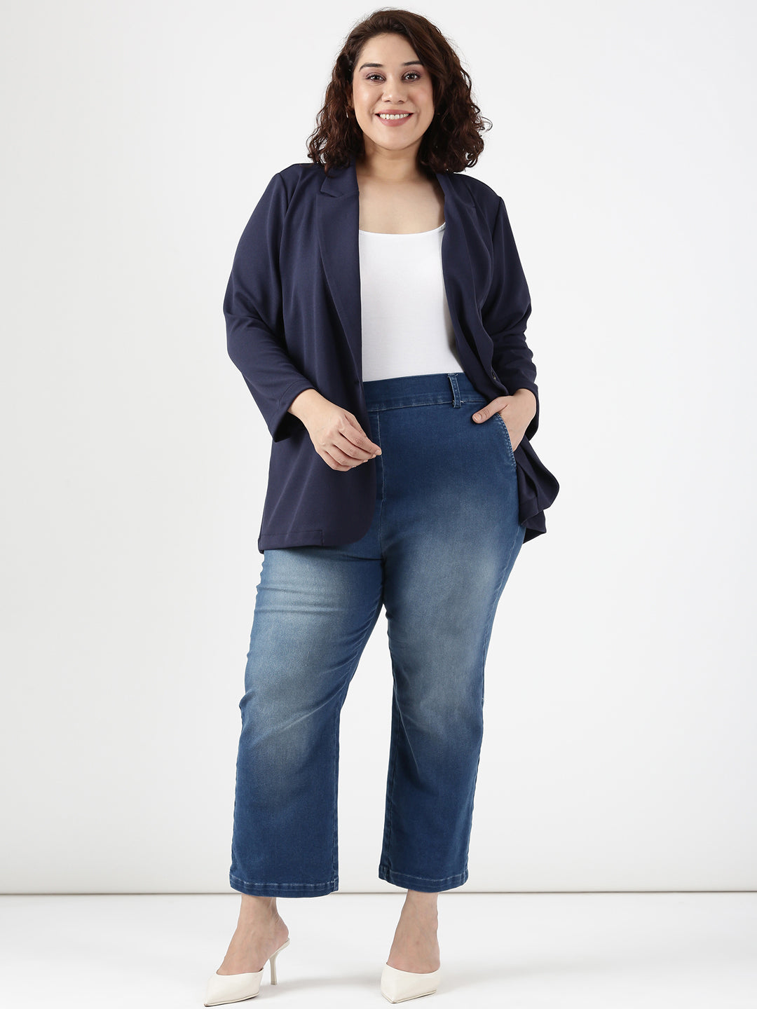 Navy Scuba Crepe Formal Blazer