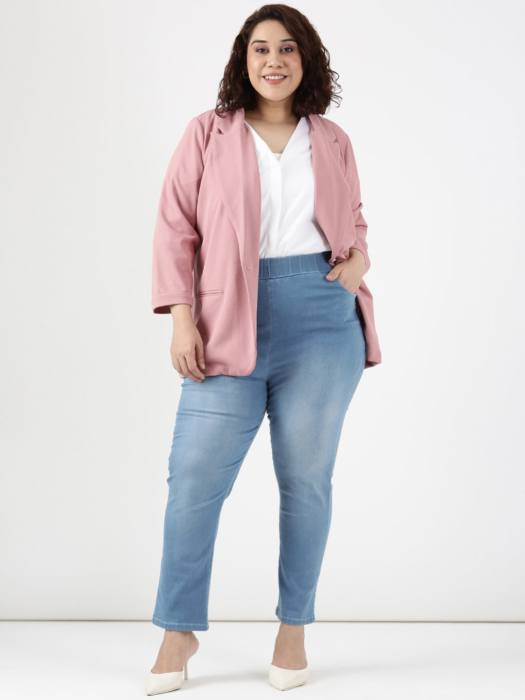 Pink Scuba Crepe Formal Blazer