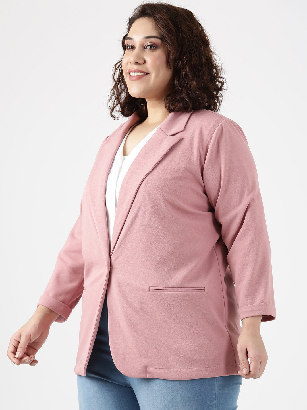 Pink Scuba Crepe Formal Blazer