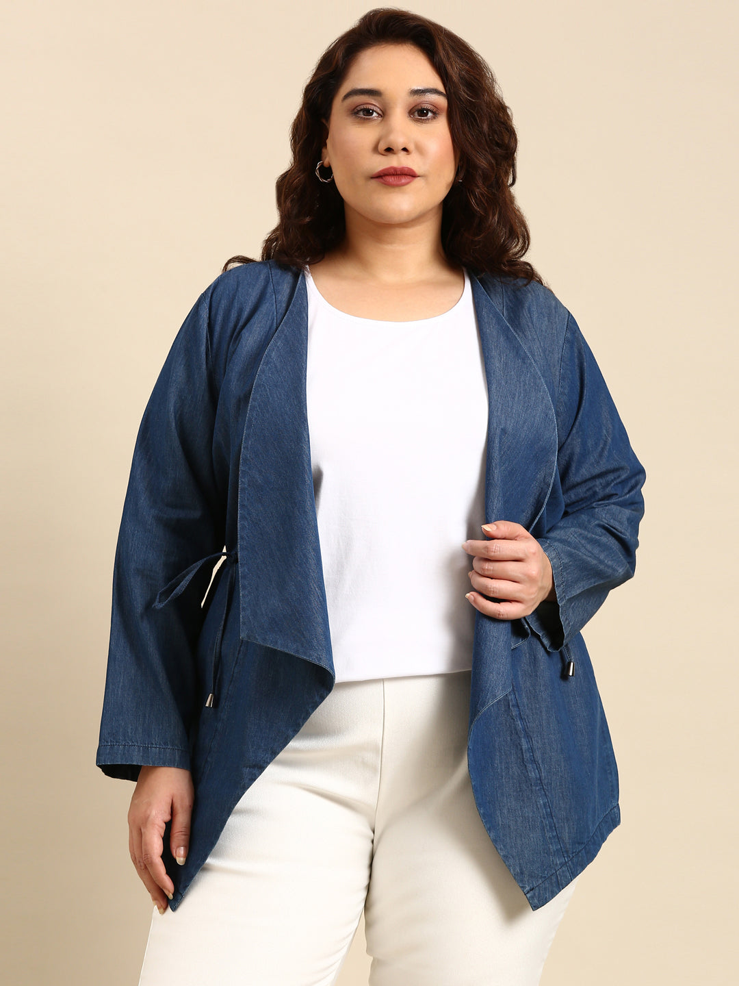 BLUE DENIM OPEN JACKET
