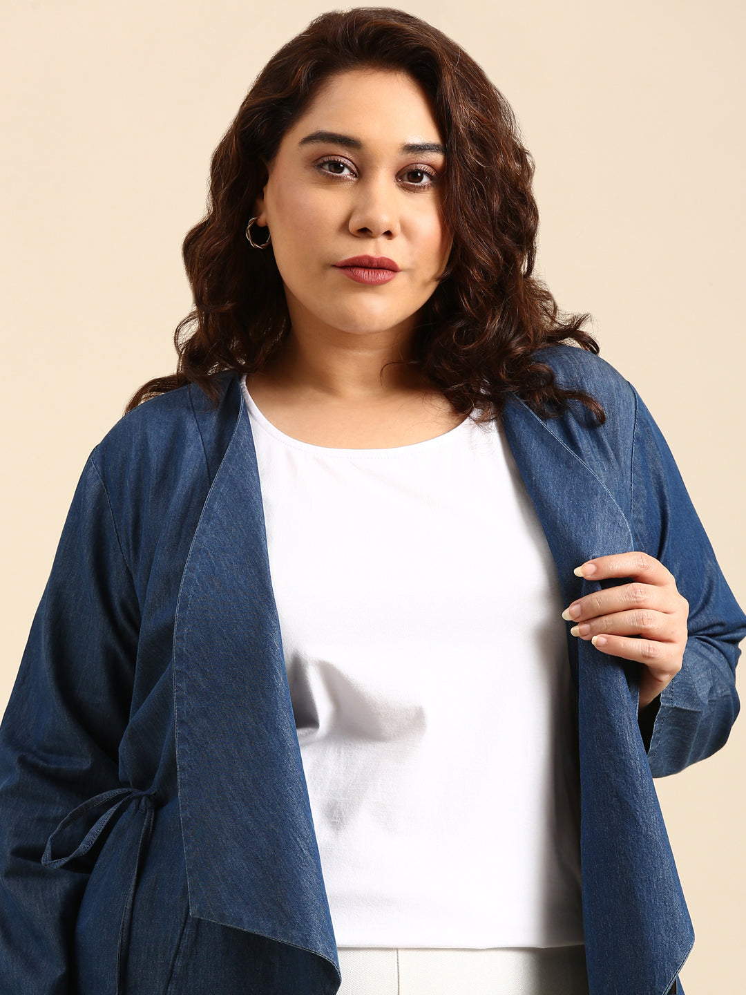 BLUE DENIM OPEN JACKET