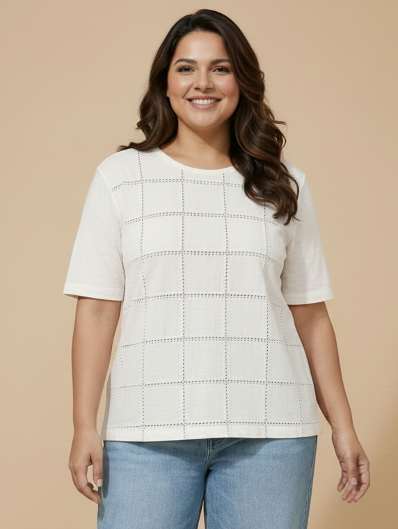 White Oversized Cotton Embroidered Top