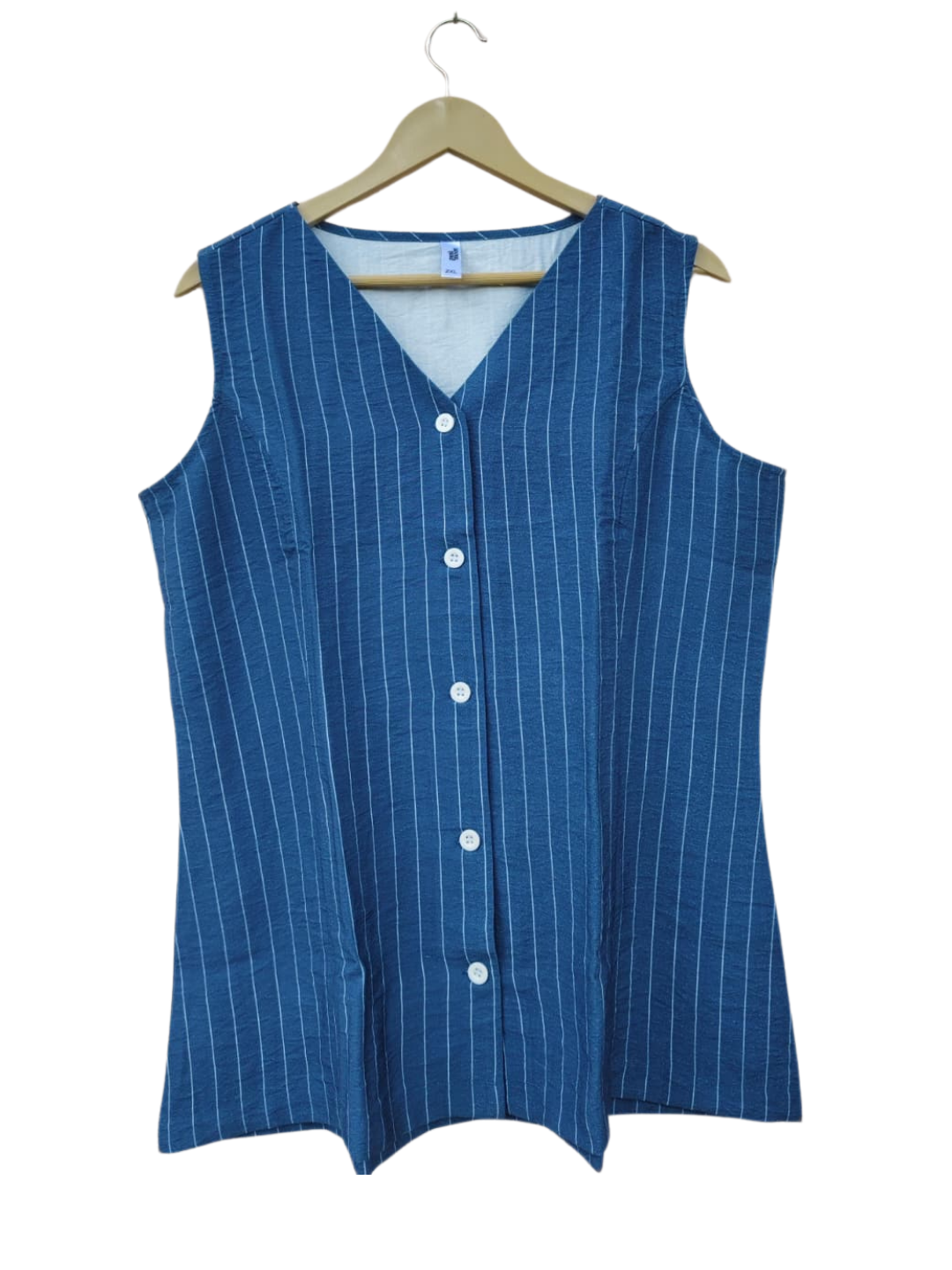 Blue Striped Sleeveless Top
